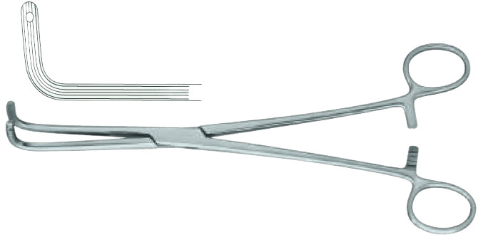 Затискач для нирок та жовчних протокiв, вертикально-зiгнутий, Г-подiбний, Фiночетто, 240 мм Surgimax 06-428-24